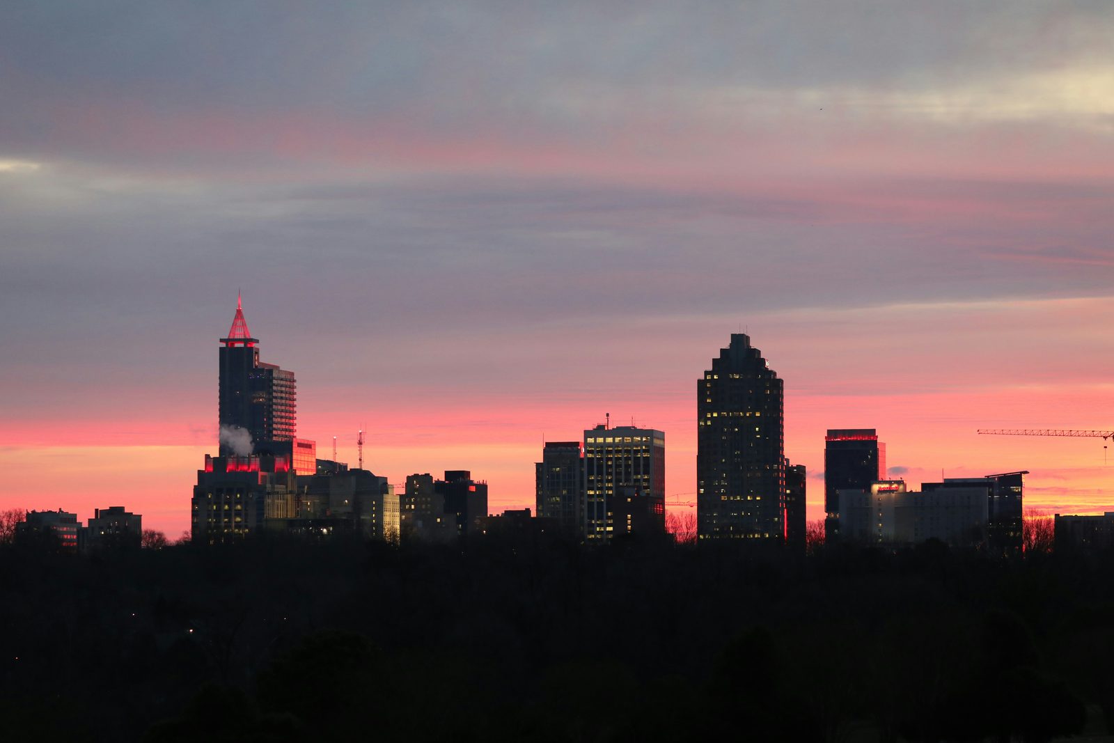 Downtown Raleigh, North Carolina skyline at sunset